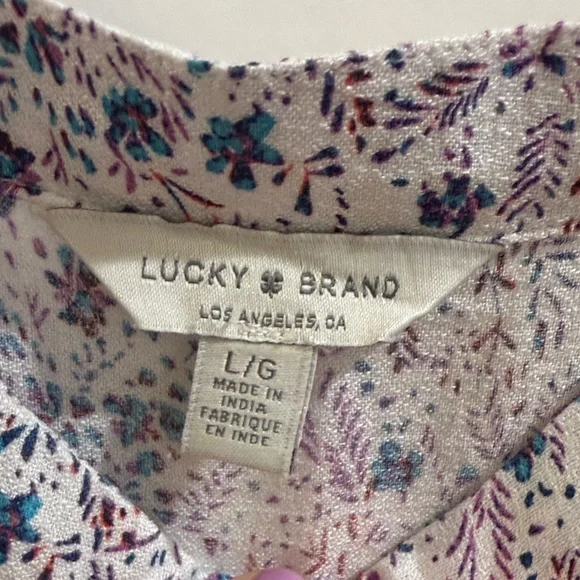 Lucky Brand Floral Ruffle Blouse - White and Blue - Picture 5 of 7